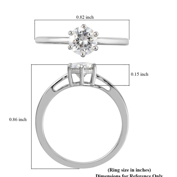 Moissanite VS EF Solitaire Ring in Platinum Over Sterling Silver - Picture 6 of 6